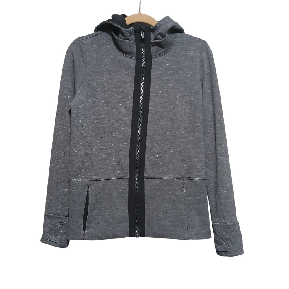 Athleta Women Gray Full Zip Hoodie Jacket Fleece Lined Athletic AthleisureSize M